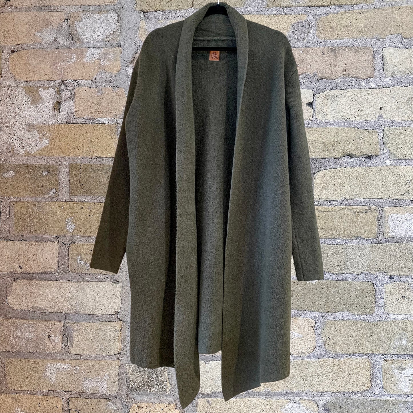 Oversized Open Front Long Coat Olive