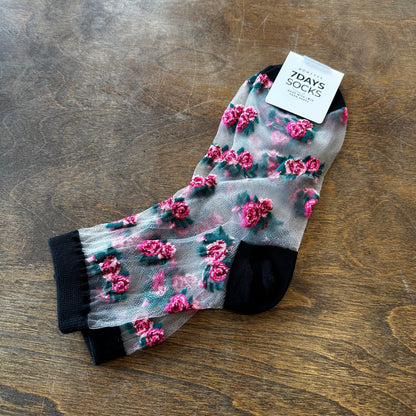 Crew Floral See-Through Socks - shoostore