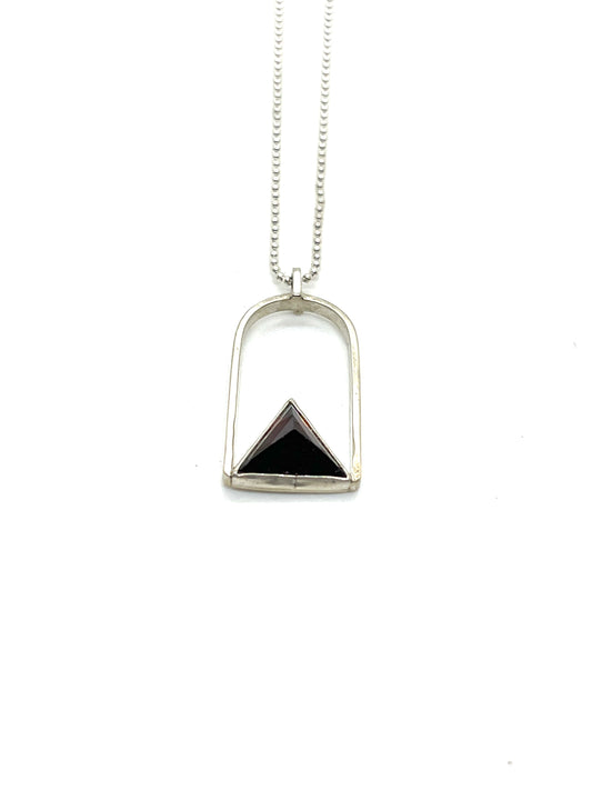 Garnet pyramid and sterling silver necklace