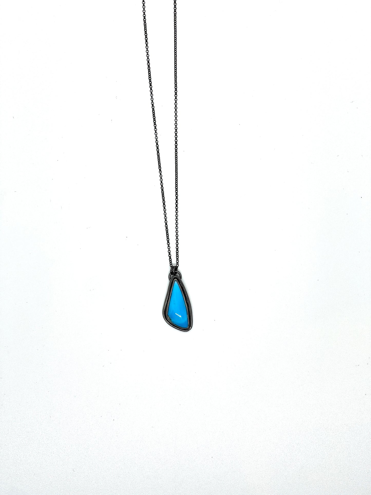 Turquoise and oxidized sterling silver necklace