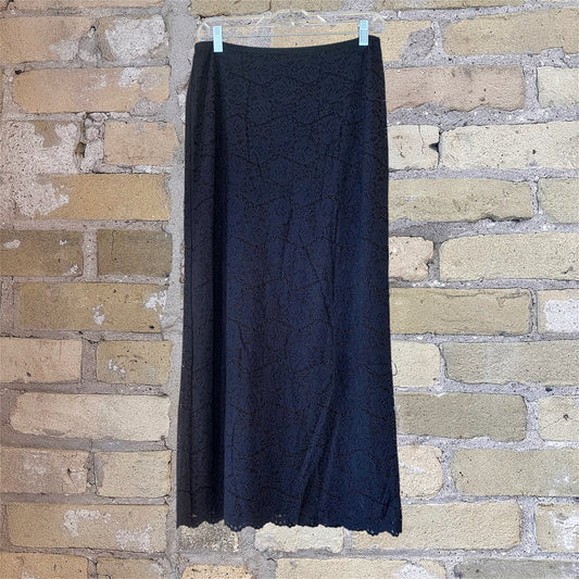 Via Lace Midi Skirt Black