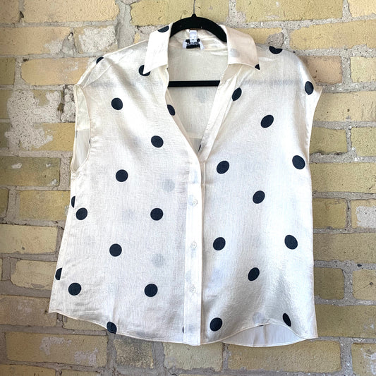 Current Air Polka Dot Cap Sleeve Shirt - shoostore