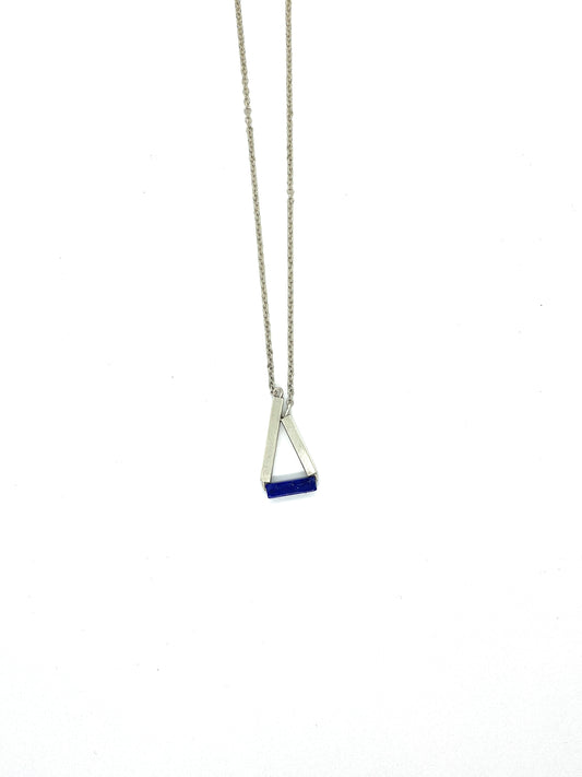 Lapis lazuli triangle and sterling silver necklace