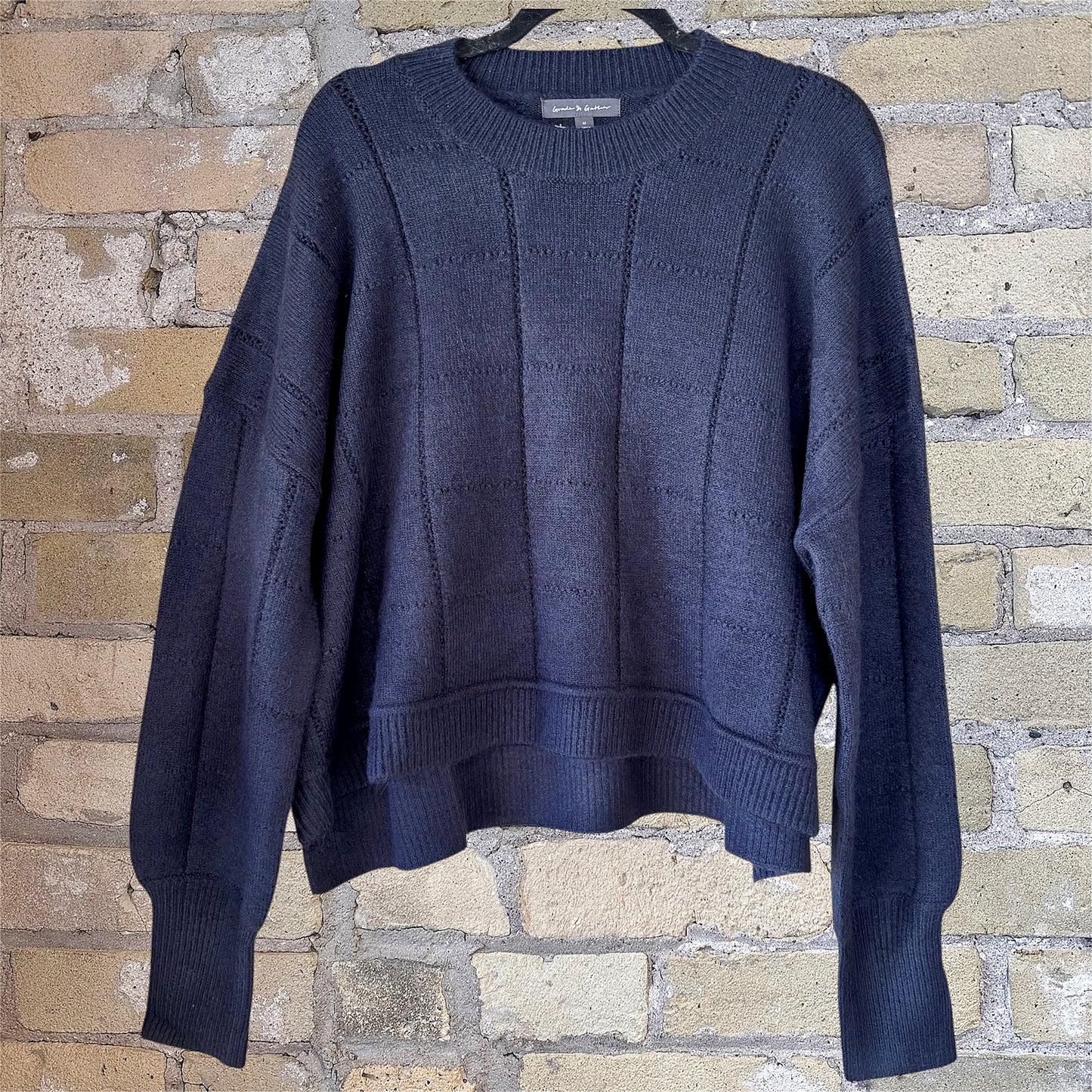 Grade & Gather Texture Grid Knit Sweater