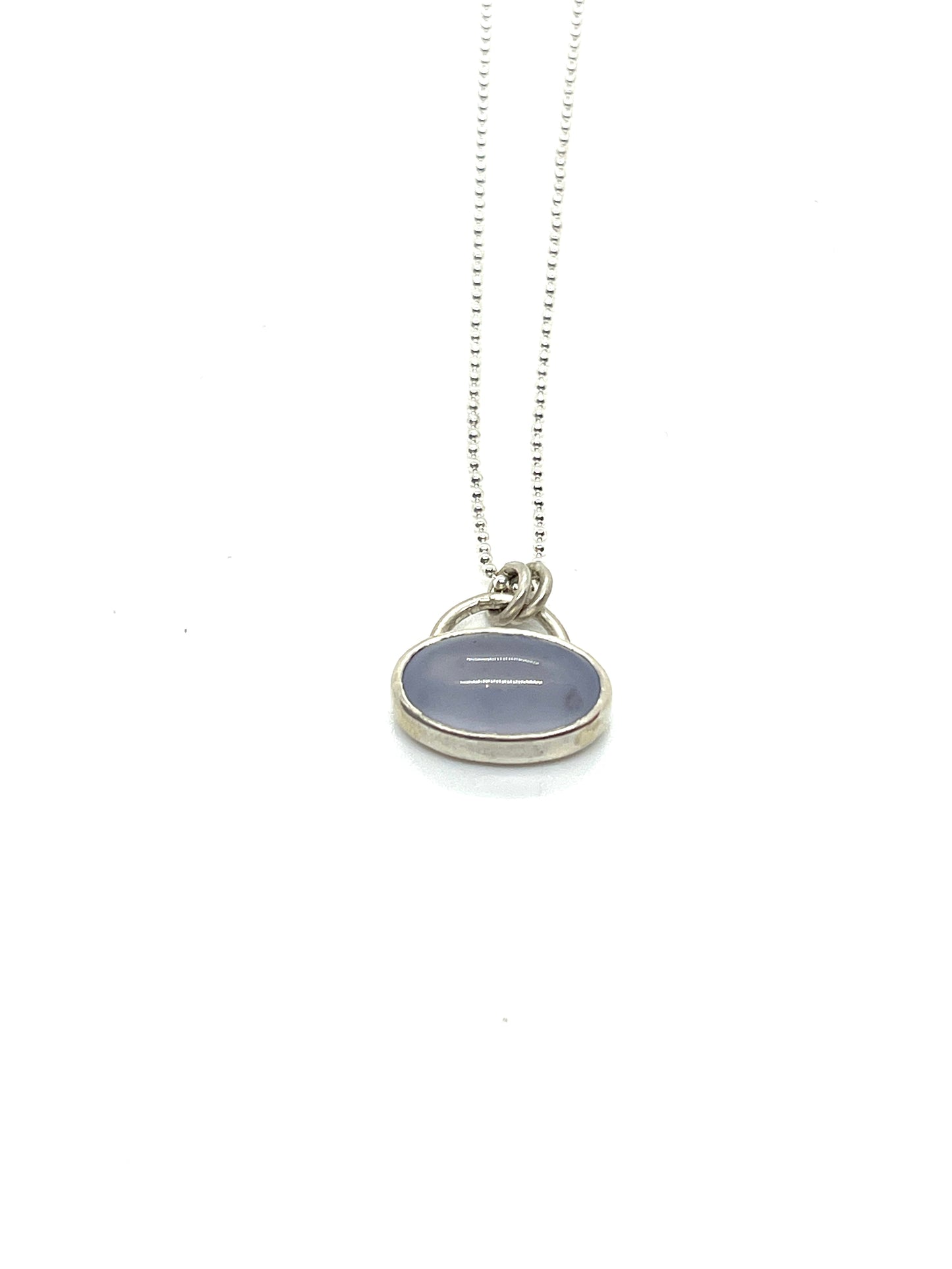 Chalcedony (moody light blue) and sterling silver necklace
