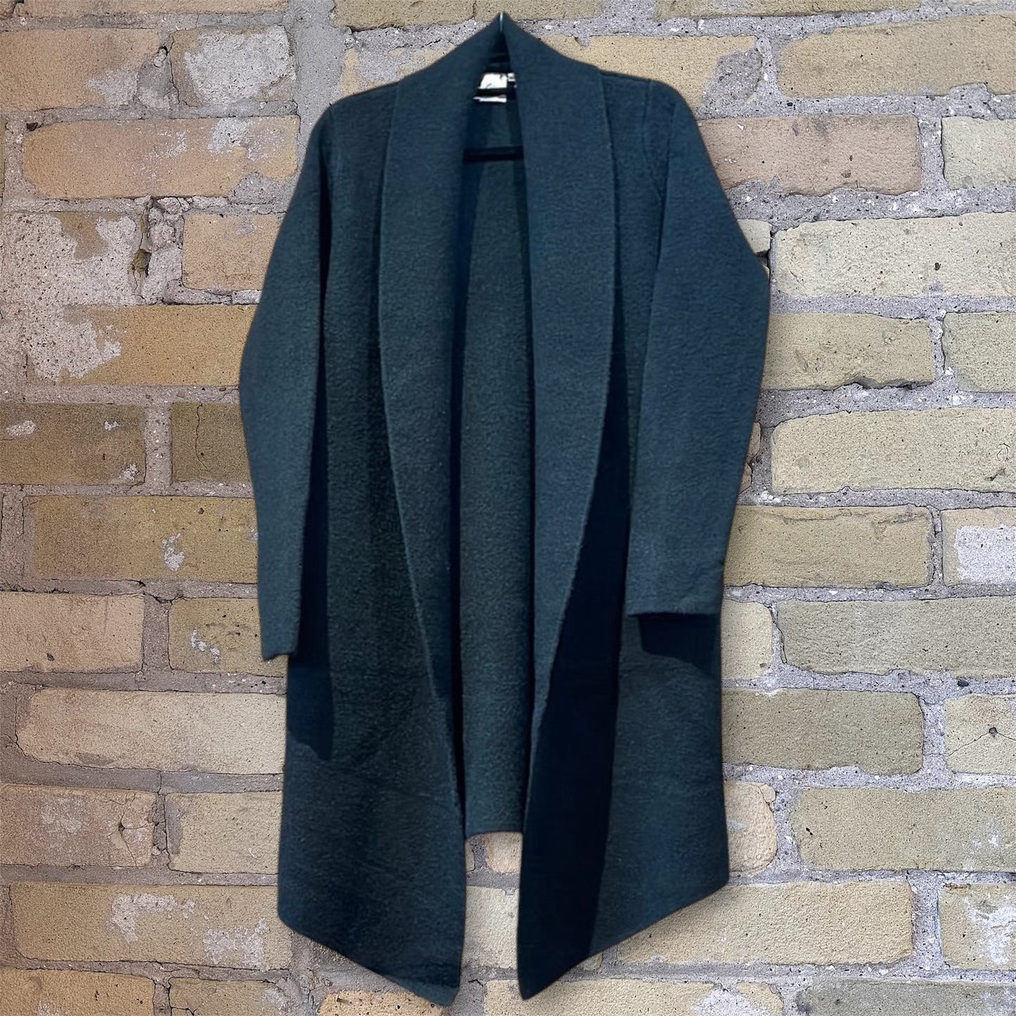 Oversized Open Front Long Coat Black