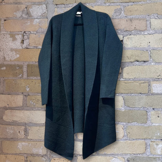 Oversized Open Front Long Coat Black