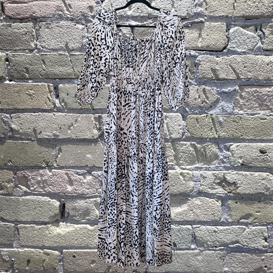 Grade & Gather Printed Midi Dress Ivory