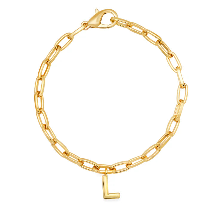 Jen Hansen Paperclip Initial Bracelet Gold L