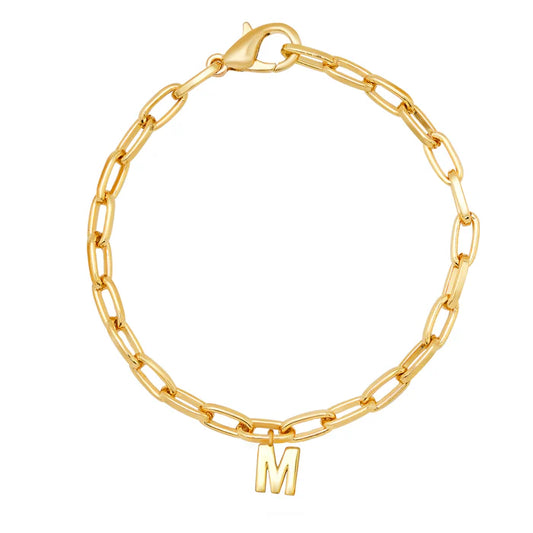 Jen Hansen Paperclip Initial Bracelet Gold M