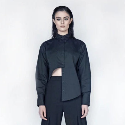 Article X Asymmetric Button Down Black
