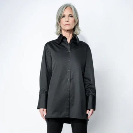 Article X Wrap Button Down Shirt Black