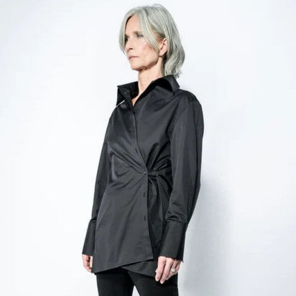 Article X Wrap Button Down Shirt Black