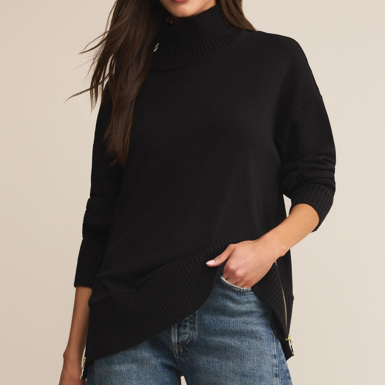 Z Supply Sable Rib Sweatshirt in Black