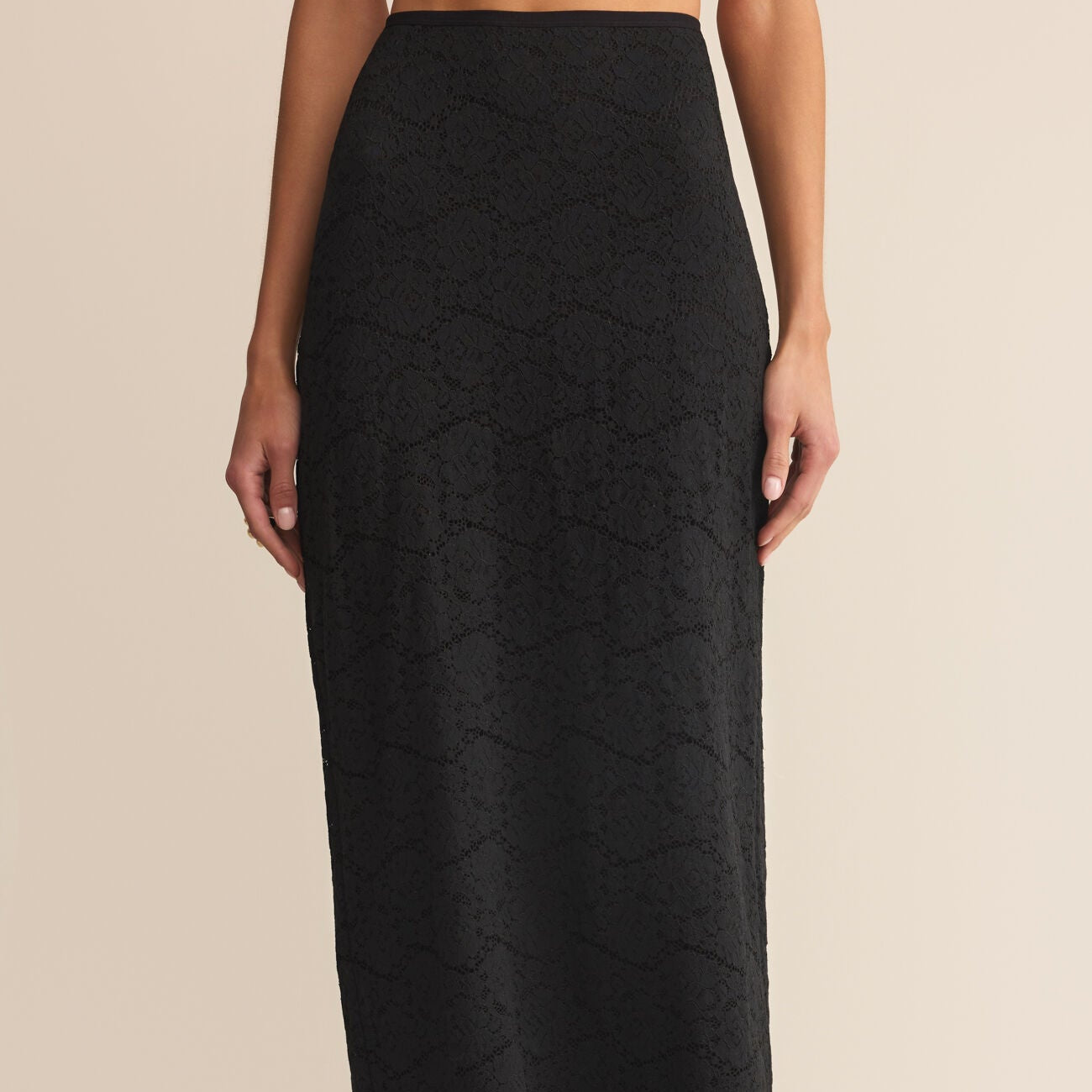 Via Lace Midi Skirt Black
