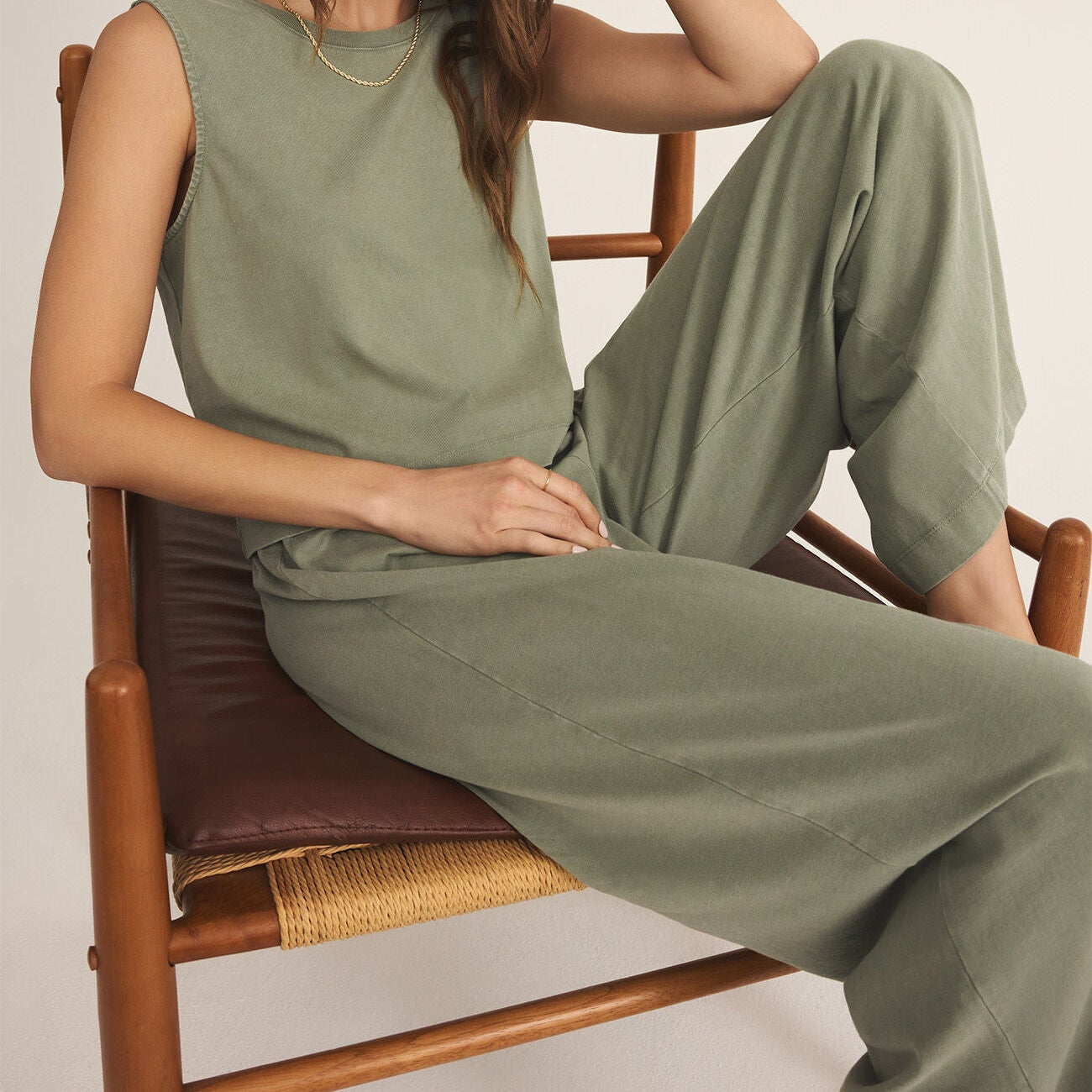 Z Supply Scout Jersey Crop Flair Pant Avocado - shoostore