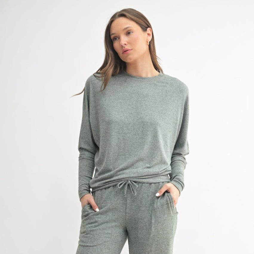 Mono B Dolman Sleeve Top Urban Grey