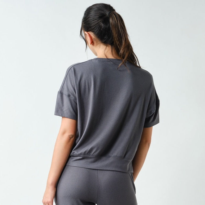 Brushed Hacci Dolman Top Ash Grey