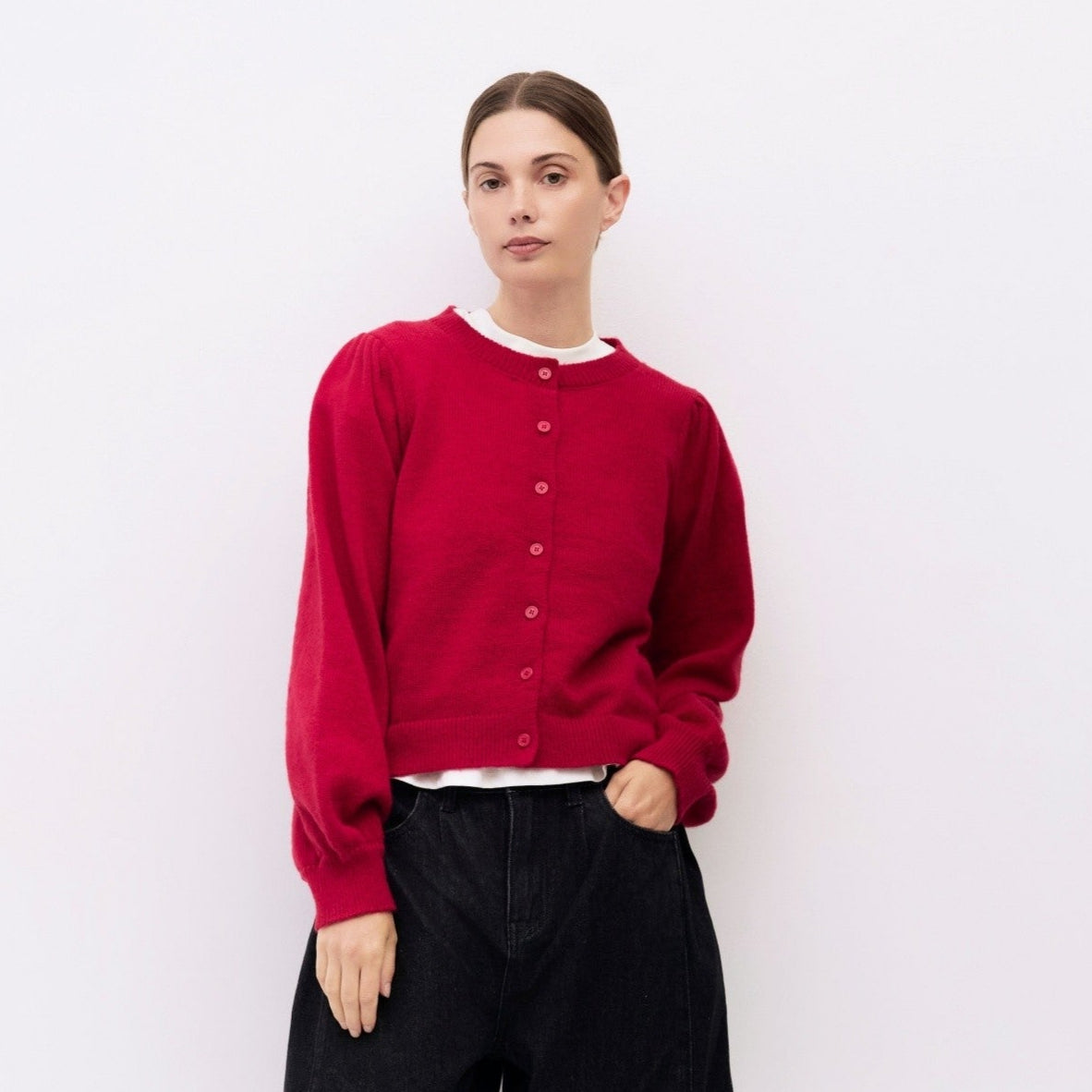 The Sola Cardigan Red