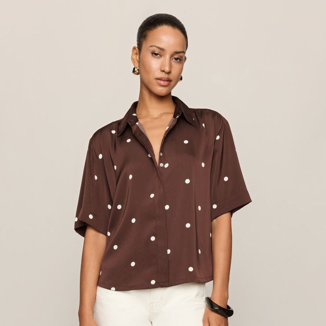 Z Supply Mari Button Up Dot Top - shoostore