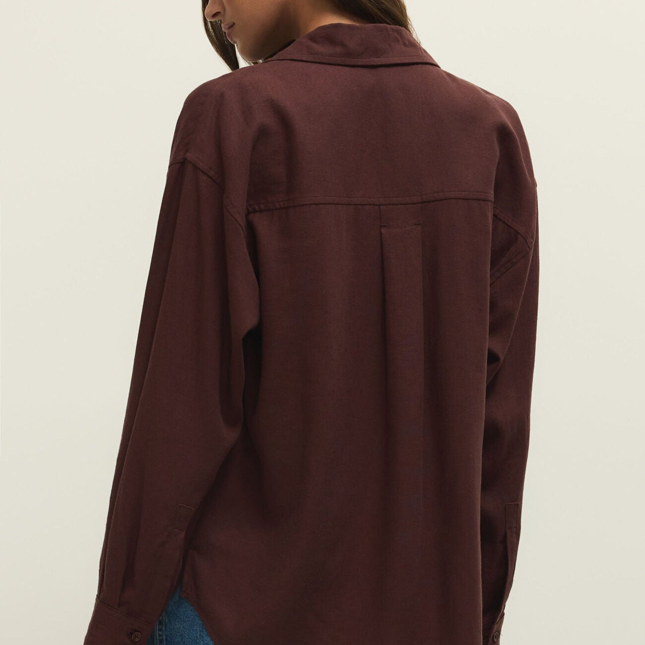 Z Supply Alfie Button Up Shirt Chocolate Cherry - shoostore
