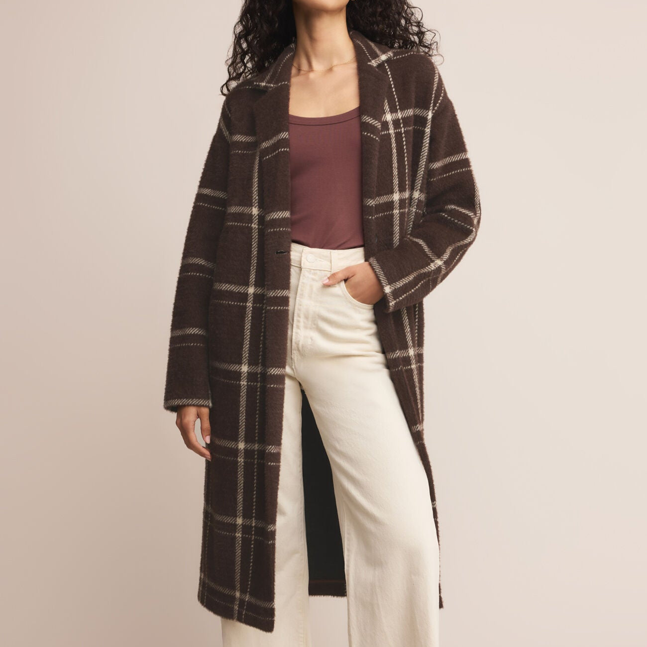 Z Supply Mason Sweater Plaid Coat