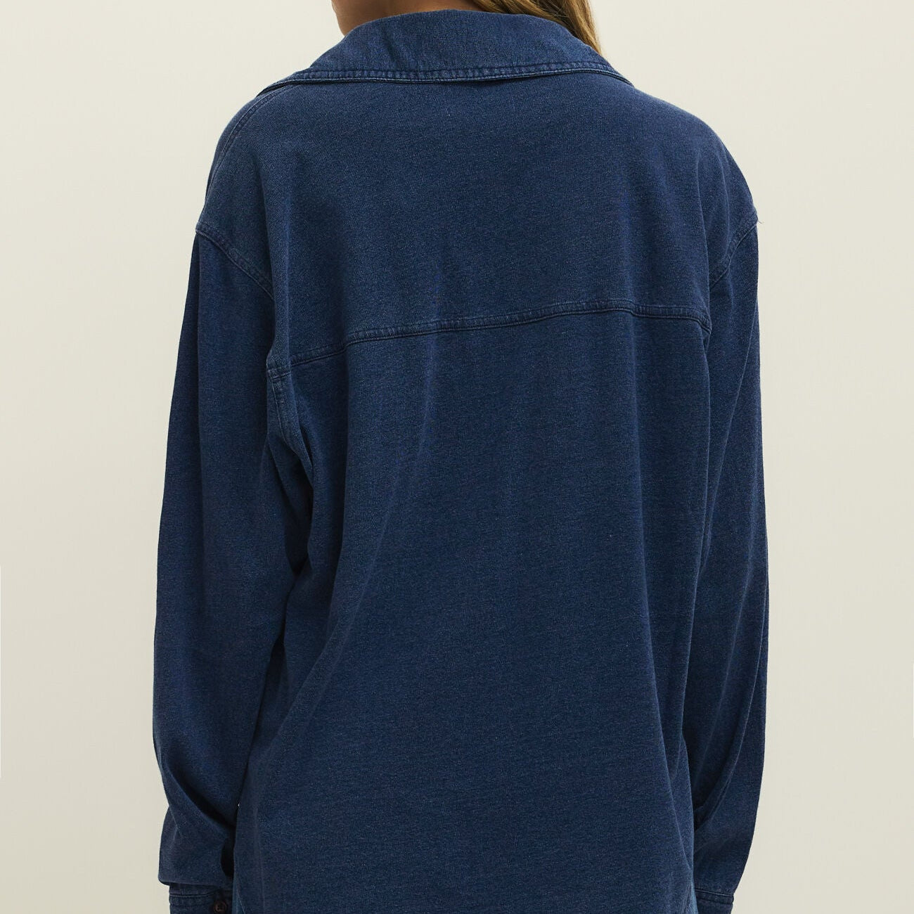 Z Supply Reese Jersey Denim Button Up Indigo - shoostore