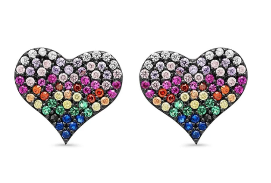 Jen Hansen Rainbow Heart Studs